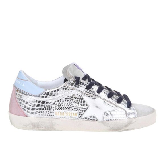 Golden Goose Superstar silver metallic low top Mock Croc sneakers 37 US 7 - Picture 1 of 5